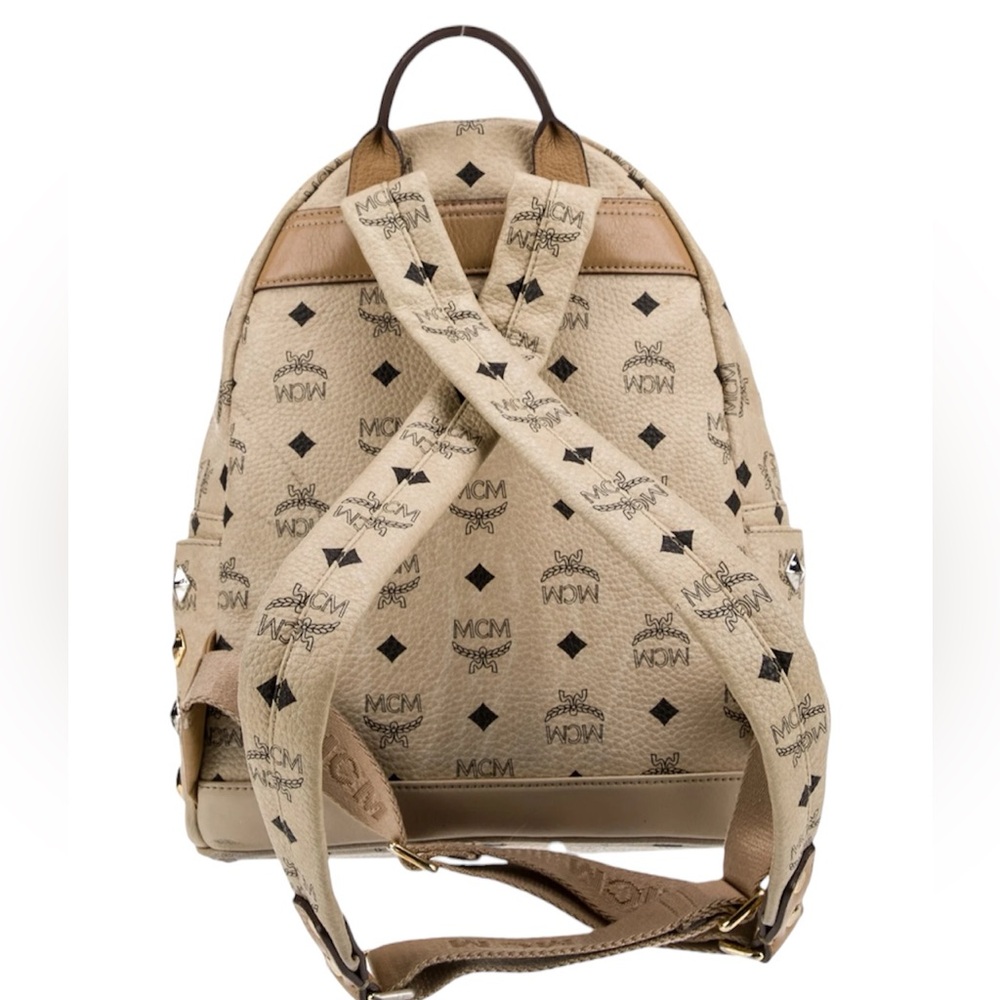MCM Tan Backpack with Gold and Silver Studs - Picture 4 of 6
